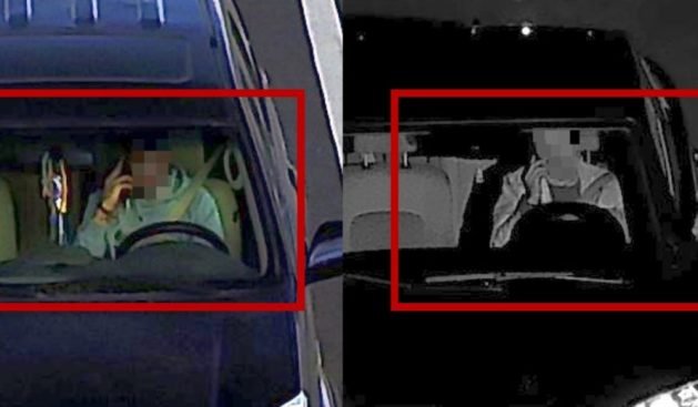 Ejemplos de conductores realizando infracción de tráfico por usar teléfono móvil